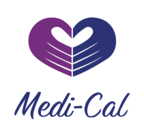 Logo featuring two stylized hands forming a heart shape, one purple and one blue, above the word Medi-Cal in blue cursive text. | California Urgent Care Center